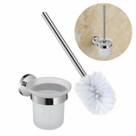 Portascopino da bagno supporto fissaggio a muro scopino bagno WC pulizia acciaio