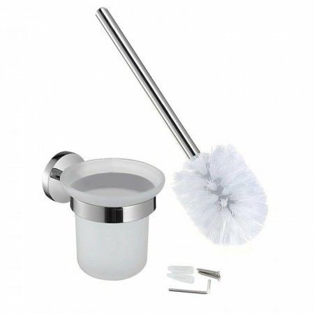 Portascopino da bagno supporto fissaggio a muro scopino bagno WC pulizia acciaio