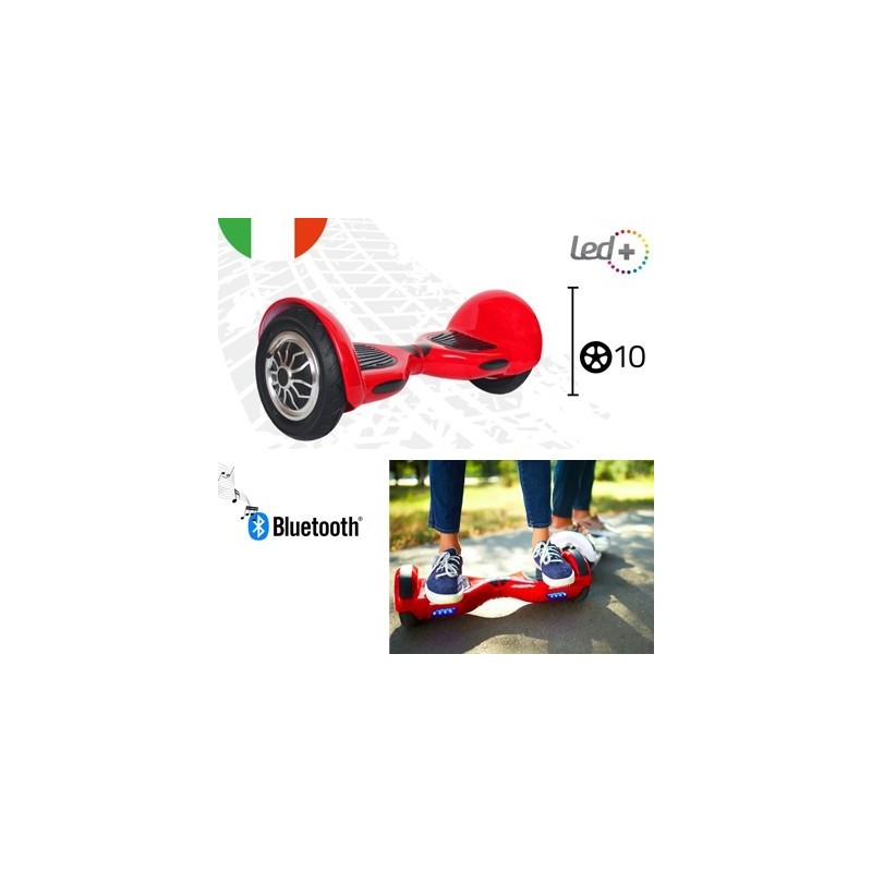 Hoverboard ruote 10 pollici scooter overboard elettrico 350W altoparlanti rosso