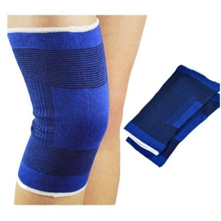 2x Fascia elastica per ginocchio ginocchiera tutore sport menisco blu infortuni