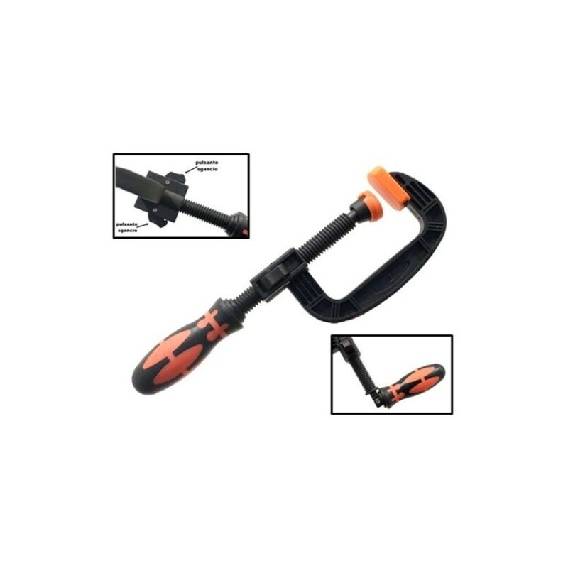 Strettoio morsetto morsa da falegname da 75mm manico pieghevole e sgancio rapido