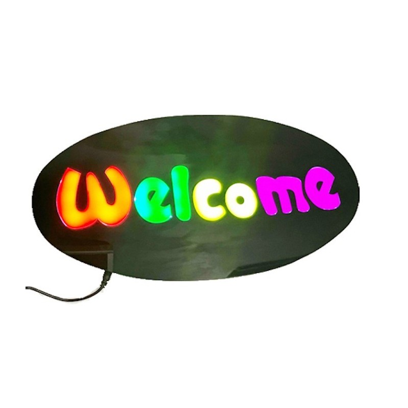 Insegna luminosa pubblicitaria a LED logo WELCOME barre multicolore colorato