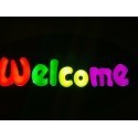 Insegna luminosa pubblicitaria a LED logo WELCOME barre multicolore colorato