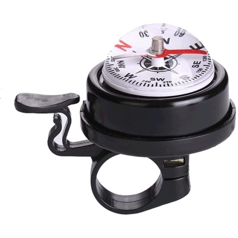 Campanello per manubrio bicicletta con bussola bici bike sicurezza ciclismo nero
