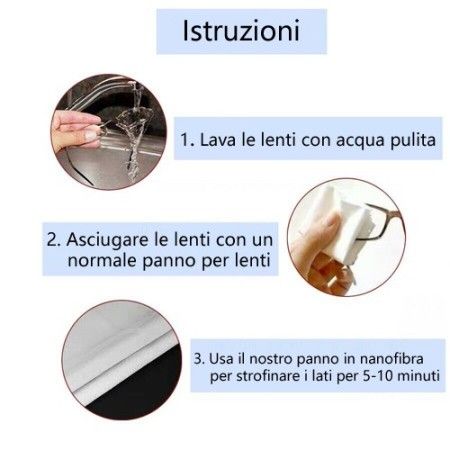 4x Panno anti appannamento occhiali antiappannante micro fibra pulizia lenti