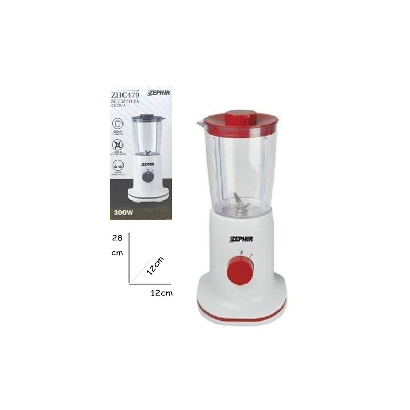 Frullatore Zephir ZHC479 300W mixer elettrico 12x12x28 Cm tritatutto 0,5 L rosso
