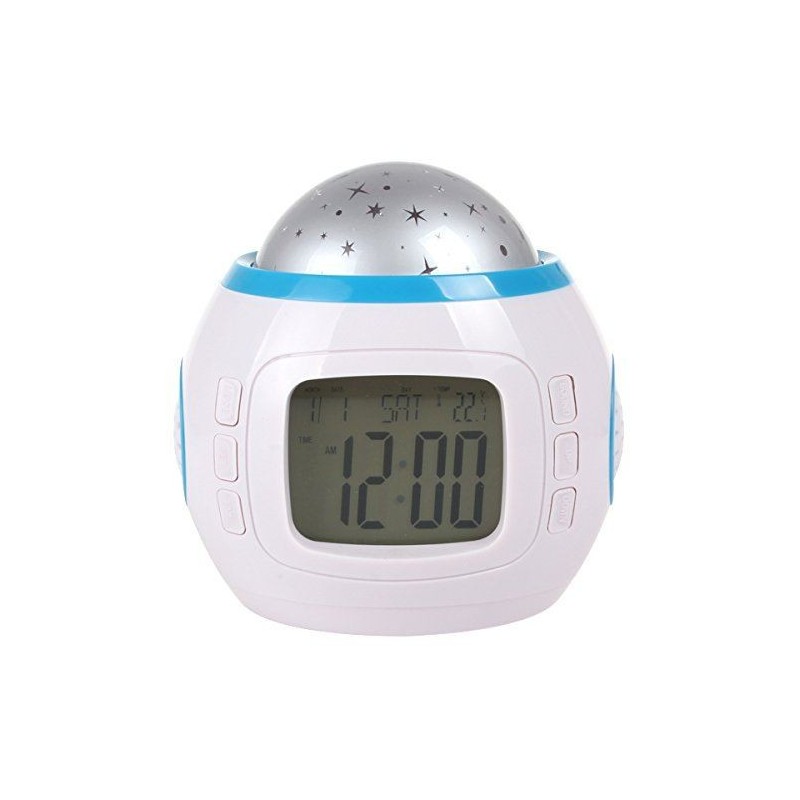 Orologio sveglia datario e temperatura proiettore di stelle per bimbi con tante melodie