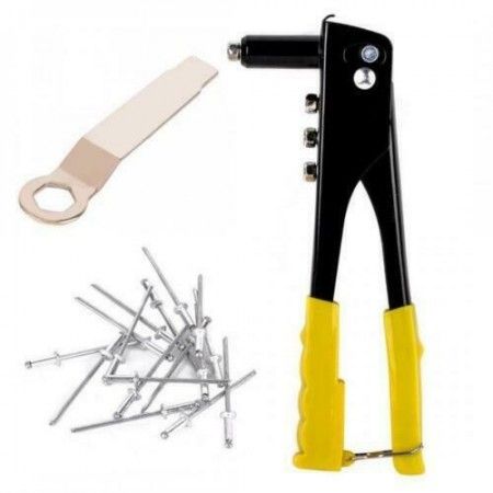Rivettatrice con rivetti in acciao varie misure 4 testine intercambiali chiave