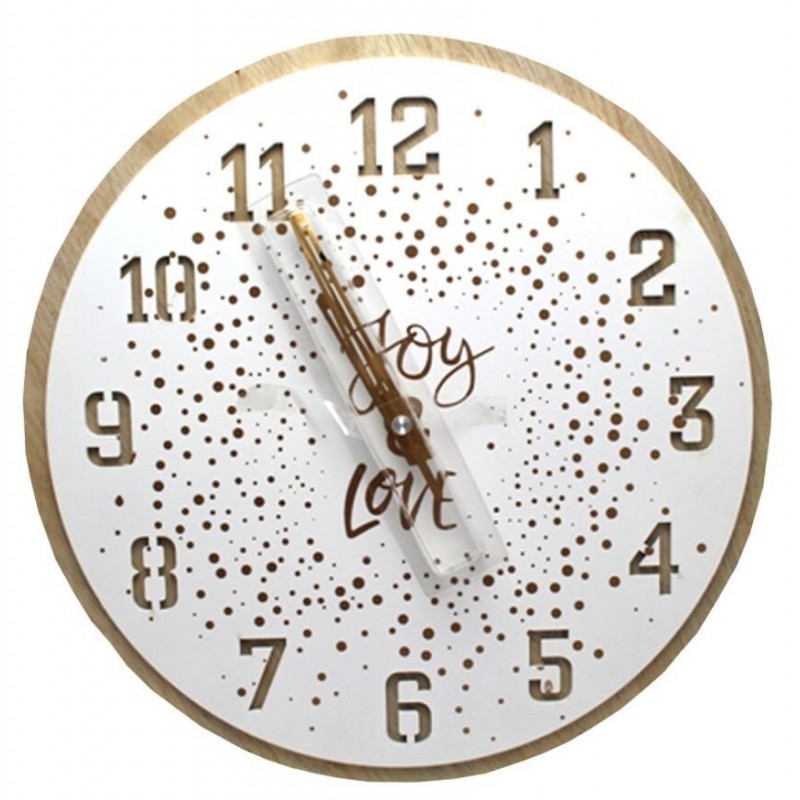 Orologio da parete Tondo in legno quarzo 30cm Joy e Love color legno chiaro