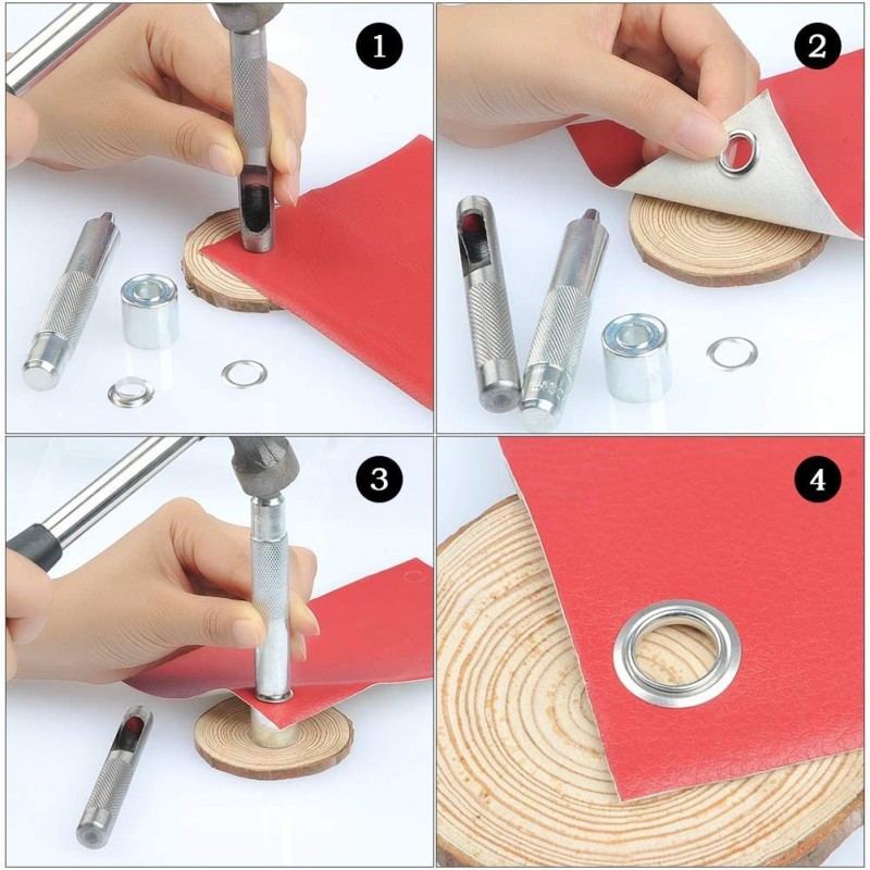 DOBO Set occhielli con punzone per perforatura rondelle strumento i...