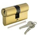 Serratura a cilindro 70 mm per porta con 2 chiavi senza pomello ottone lucido