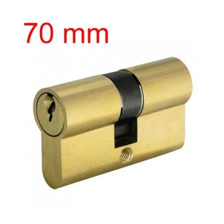 Serratura a cilindro 70 mm per porta con 2 chiavi senza pomello ottone lucido