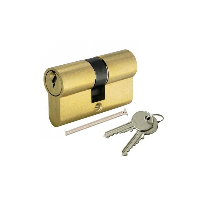 Serratura a cilindro 80 mm per porta con 2 chiavi senza pomello ottone lucido