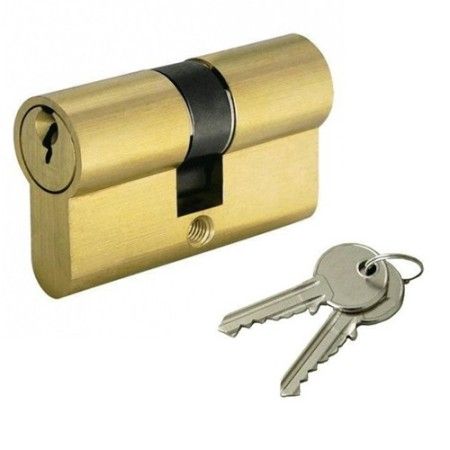 Serratura a cilindro 80 mm per porta con 2 chiavi senza pomello ottone lucido