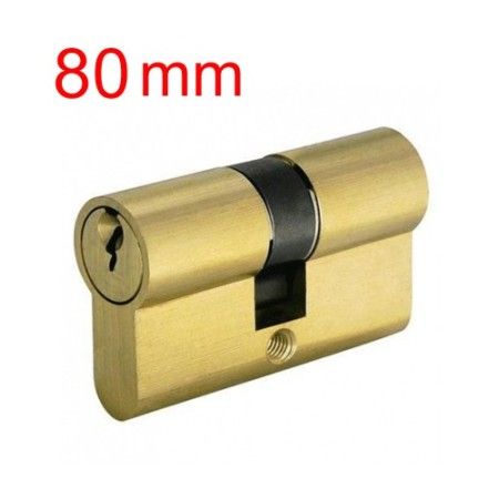 Serratura a cilindro 80 mm per porta con 2 chiavi senza pomello ottone lucido