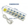 Multipresa 6 posizioni con interruttori - Ciabatta elettrica 6 Posti 10/16A Bipasso Schuk