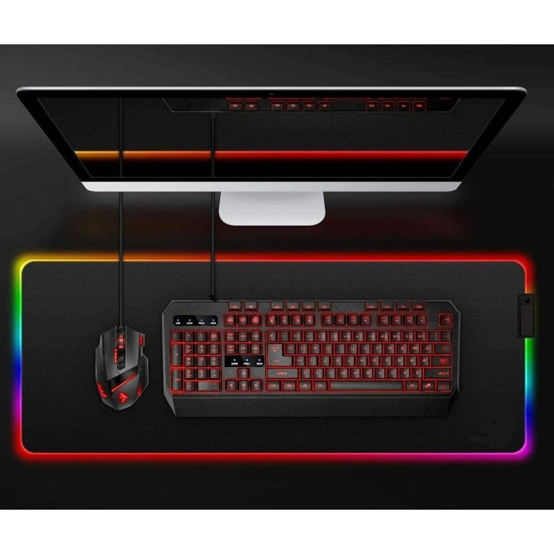 Tagoow Tappetino mouse tappeto XXL RGB mousepad 800 300 mm led tram...