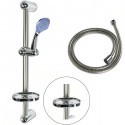 Asta doccia saliscendi acciaio set completo doccetta 5 funzioni multigetto tubo