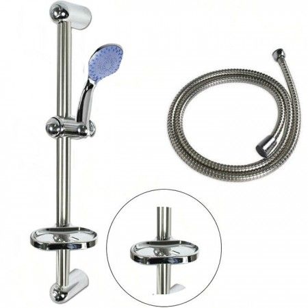 Asta doccia saliscendi acciaio set completo doccetta 5 funzioni multigetto tubo