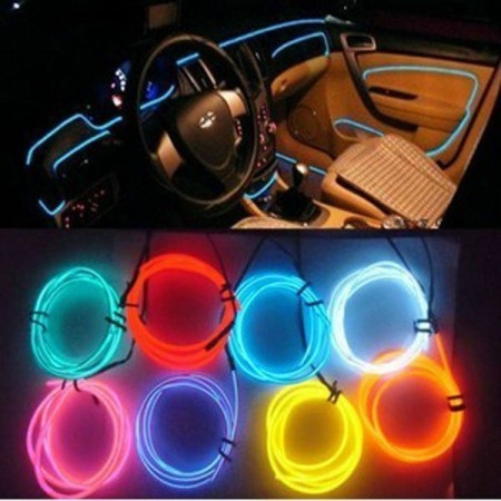 FILO EL LED LUMINOSO STRISCIA AUTO 1 2 3 METRI VARI COLORI 12V TUNING MOTO NEON