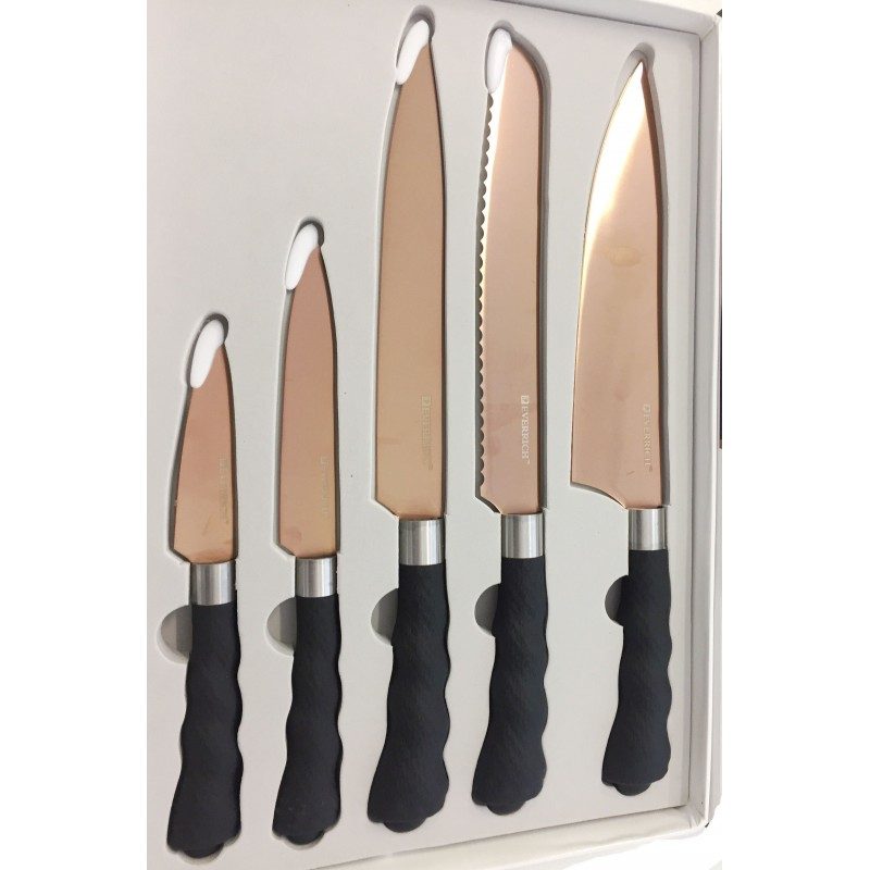 Set 5 coltelli professionali manico antiscivolo finitura elegante chef sfiletta