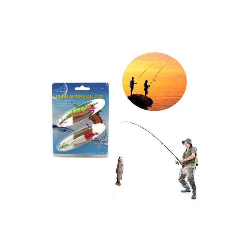 2x Esche artificiali da pesca spinning esca artificiale trota spigola mare sport