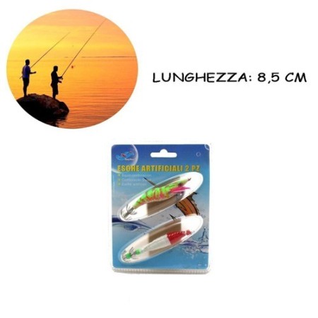 2x Esche artificiali da pesca spinning esca artificiale trota spigola mare sport