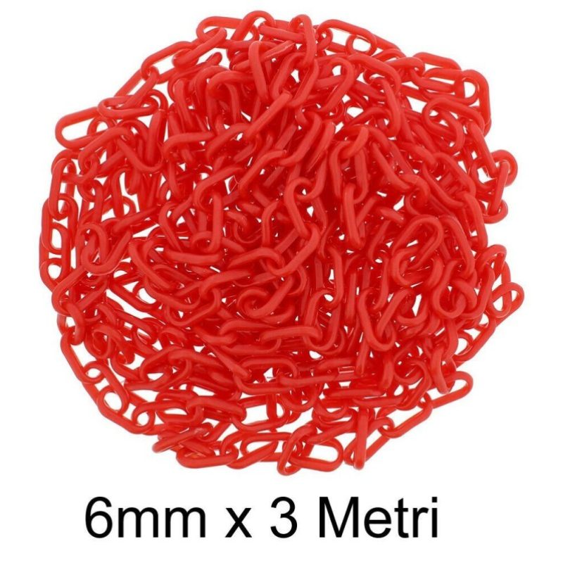 Iron 67pezzi Catena in plastica ROSSA recinzioni segnaletica 6mm 3 ...