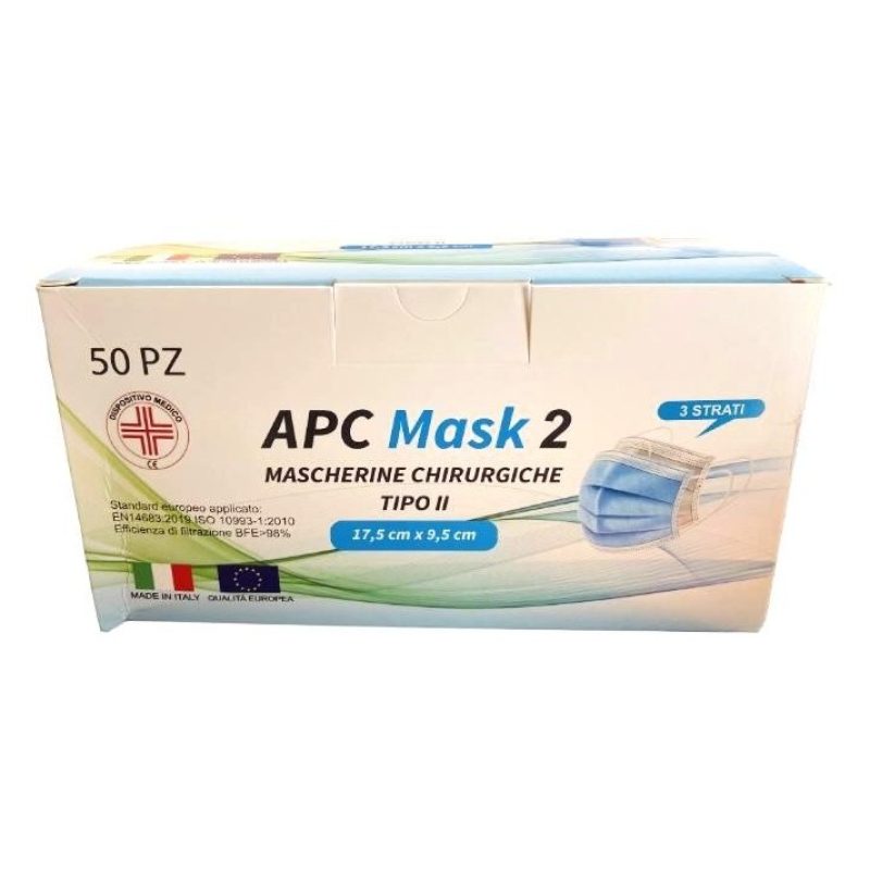 APC Mask2 Collection 50 pezzi Mascherine chirurgiche monouso 3 veli...