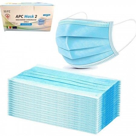 50 pezzi Mascherine chirurgiche monouso 3 veli dispositivo medico protezione tipo II MADE IN ITALY Nero Celeste o Rosa