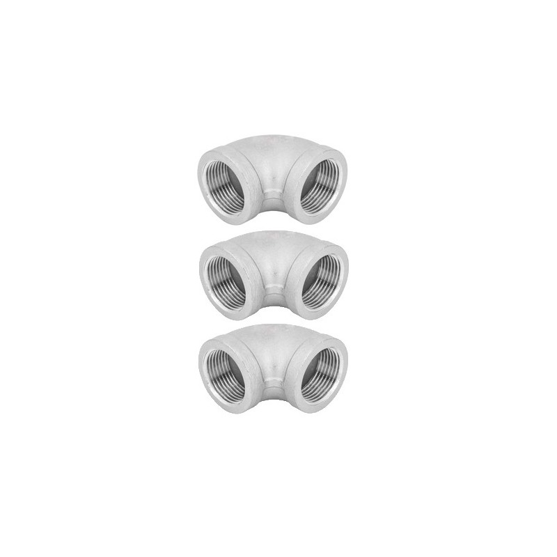 3x Gomito 90 1/2" curva 90 gradi raccordo acqua impianti tubazione tubi acciaio