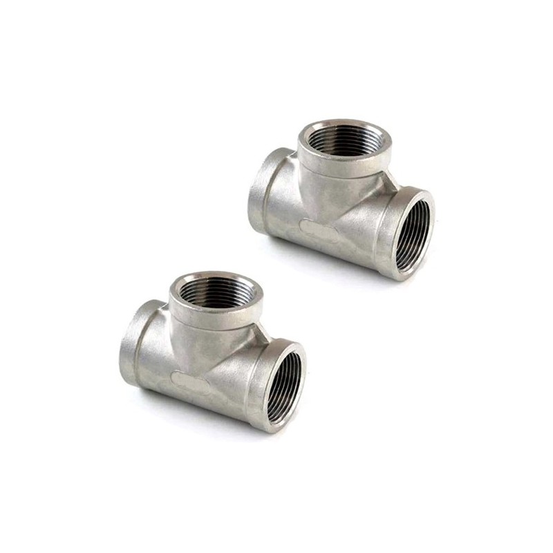 2x Raccordo a T 3/4" raccordi acqua tubo idraulica impianti tubazione acciaio