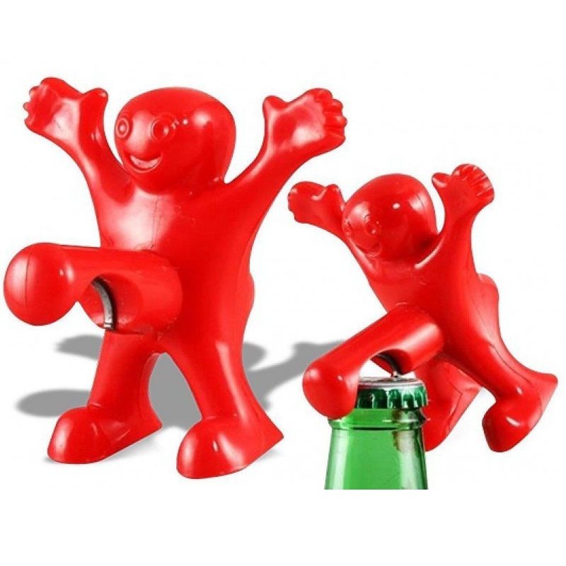 Apribottiglie cavatappi e tappo ermetico di chiusura vino birra sexy omino felice party festa- Colore ROSSO