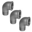 3x Gomito maschio femmina 1/2" raccordo acciaio idraulica impianti tubazione