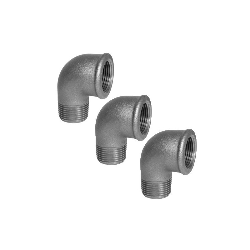 3x Gomito maschio femmina 1/2" raccordo acciaio idraulica impianti tubazione