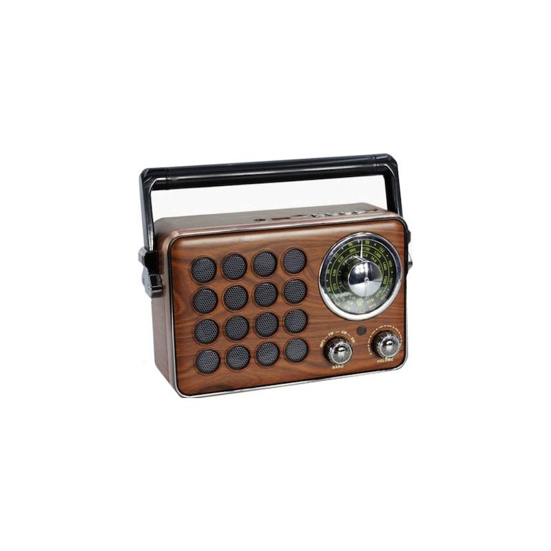 Cassa portatile Bluetooth design vintage in legno speaker bt AUX USB 20x13x7 Cm