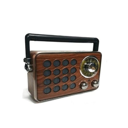 Cassa portatile Bluetooth design vintage in legno speaker bt AUX USB 20x13x7 Cm