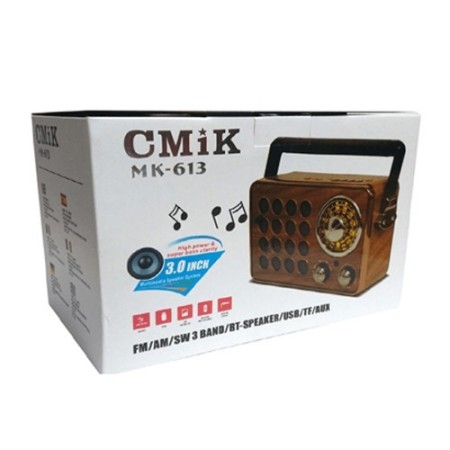 Cassa portatile Bluetooth design vintage in legno speaker bt AUX USB 20x13x7 Cm