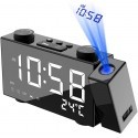 Radio sveglia con proiettore luce Led blu rotazione proiettore 180 gradi USB