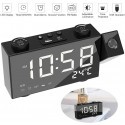 Radio sveglia con proiettore luce Led blu rotazione proiettore 180 gradi USB