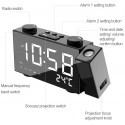 Radio sveglia con proiettore luce Led blu rotazione proiettore 180 gradi USB