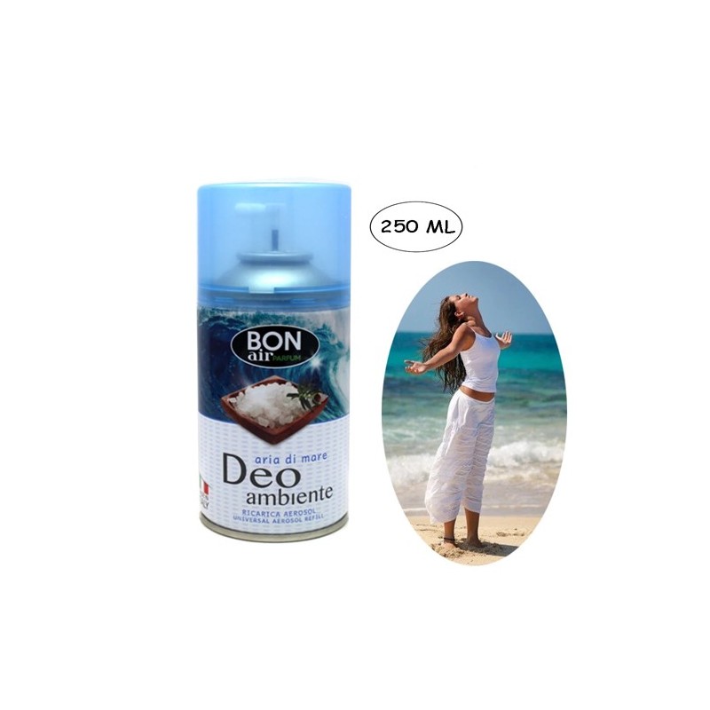 3x Deodorante ambiente 250ml ricarica erogatore automatico aroma di Aria di mare