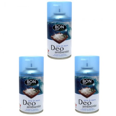3x Deodorante ambiente 250ml ricarica erogatore automatico aroma di Aria di mare