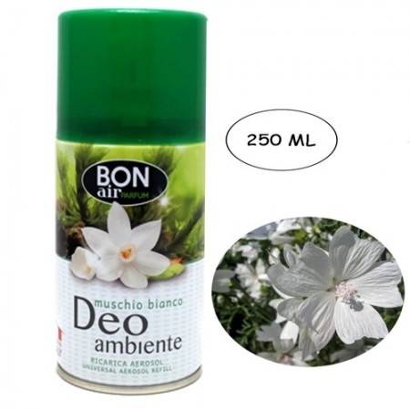 3x Deodorante ambiente 250ml ricarica erogatore automatico aroma Muschio bianco