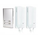 Kit citofono elettrico da esterno bifamiliare 2 citofoni tasto apertura cancello