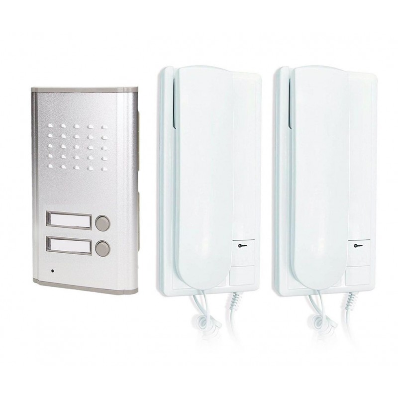 Kit citofono elettrico da esterno bifamiliare 2 citofoni tasto apertura cancello