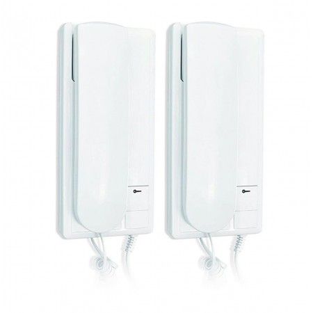 Kit citofono elettrico da esterno bifamiliare 2 citofoni tasto apertura cancello