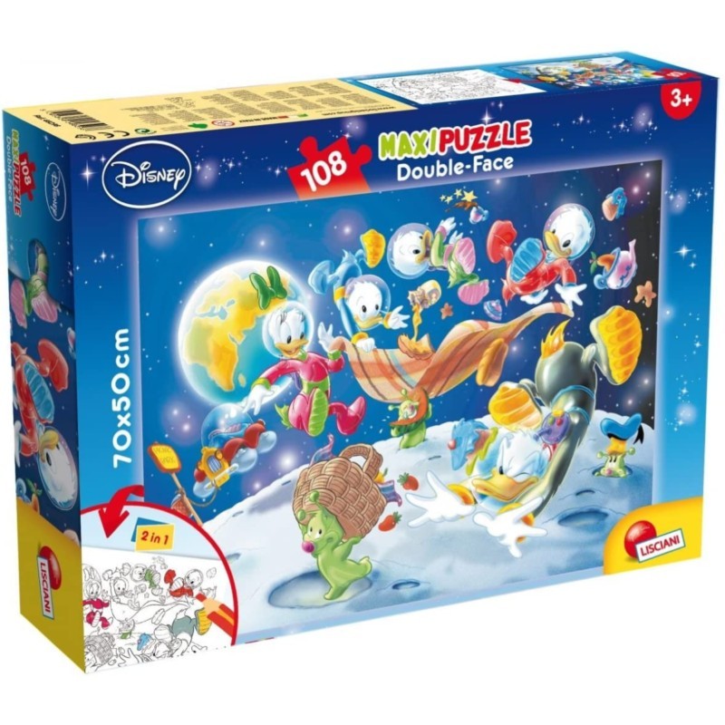 Puzzle Disney double face da 108 pezzi 3+ anni 70 x 50 cm versione Paperino