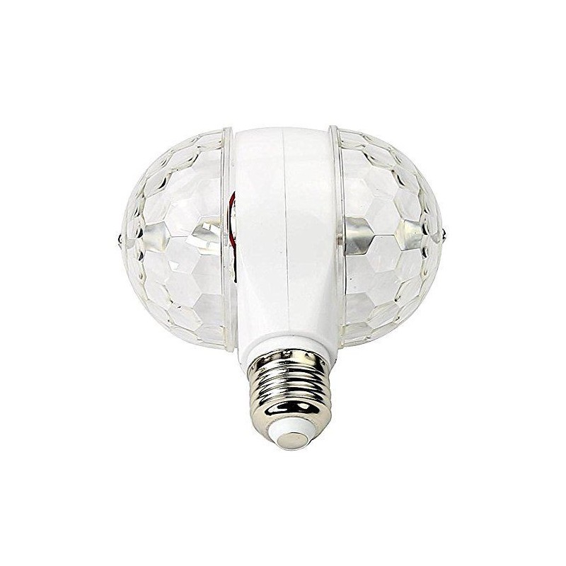 Lampada  Mini Proiettore RGB doppia rotazione LED E27 effetto disco per feste discoteca con adattatore per presa corrente