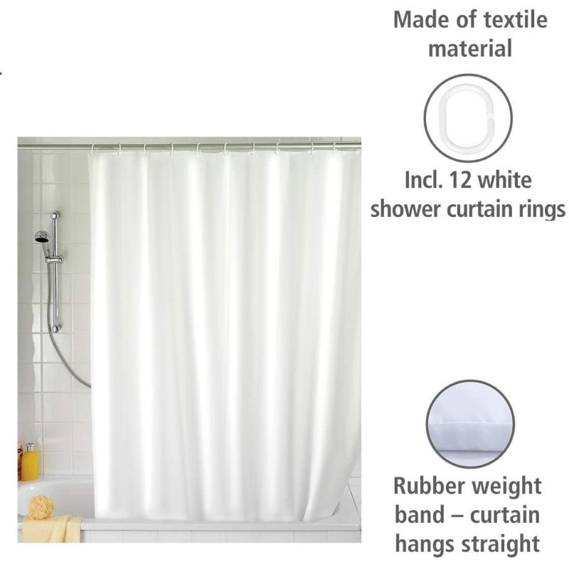 Iron Tenda Doccia Anti Muffa Impermeabile Con 12 Anelli Bagno Bianc...